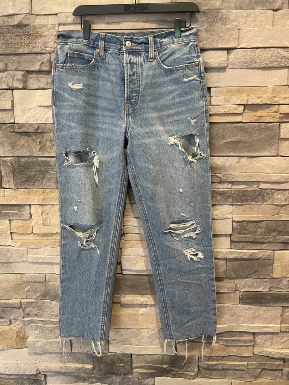 Old Navy Light Blue High Rise Distressed Jeans